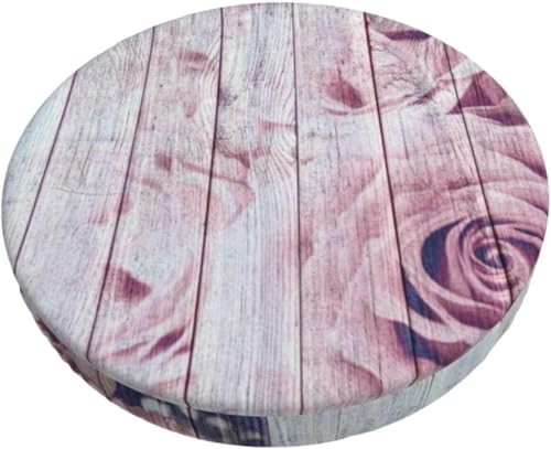 Runder Barhocker Kissenbezug mit Blumenmuster, Retro Boho Samt Hocker Schonbezug, Elastischer Randbezug(Rose,13 inch) von SXQCKJ