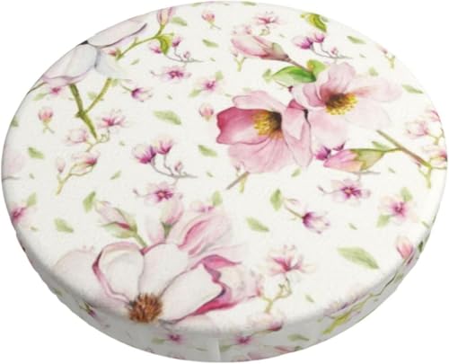 Runder Barhocker Kissenbezug mit Blumenmuster, Retro Boho Samt Hocker Schonbezug, Elastischer Randbezug(Small Fresh,12 inch) von SXQCKJ