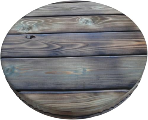 Runder Barhocker Kissenbezug mit Blumenmuster, Retro Boho Samt Hocker Schonbezug, Elastischer Randbezug(Wood Board,14 inch) von SXQCKJ