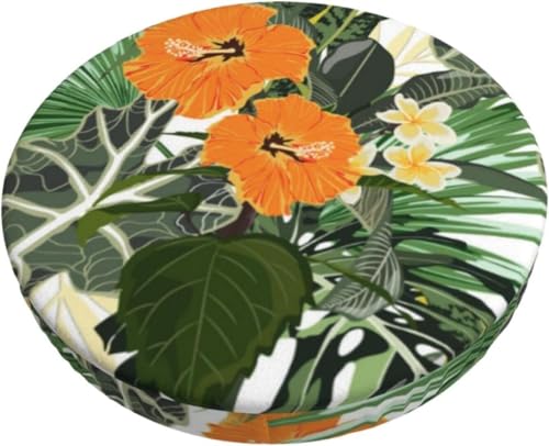 SXQCKJ Boho Samt Sitzkissenbezug für Runde Barhocker, Sitzkissenbezug mit Elastischem Rand und Aquarellblumenmotiv, Waschbarer, Weicher Hockerbezug(Chrysanthemum,12 inch) von SXQCKJ