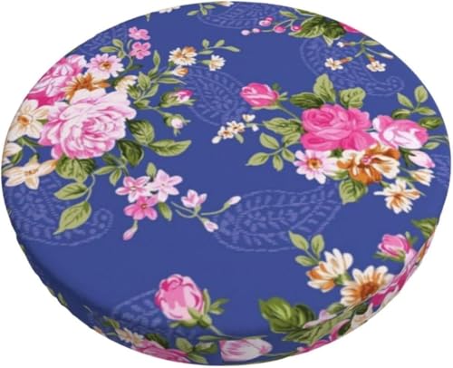 SXQCKJ Boho Samt Sitzkissenbezug für Runde Barhocker, Sitzkissenbezug mit Elastischem Rand und Aquarellblumenmotiv, Waschbarer, Weicher Hockerbezug(Peony,13 inch) von SXQCKJ
