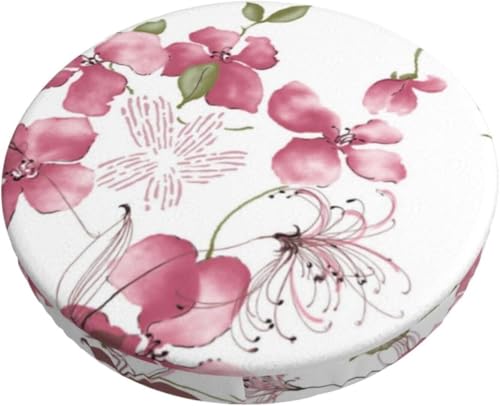 SXQCKJ Boho Samt Sitzkissenbezug für Runde Barhocker, Sitzkissenbezug mit Elastischem Rand und Aquarellblumenmotiv, Waschbarer, Weicher Hockerbezug(Red Flower,12 inch) von SXQCKJ