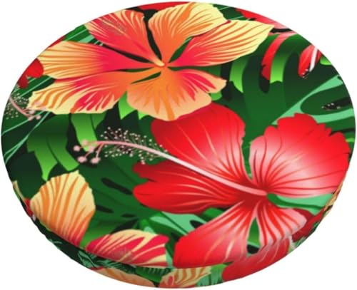 SXQCKJ Boho Samt Sitzkissenbezug für Runde Barhocker, Sitzkissenbezug mit Elastischem Rand und Aquarellblumenmotiv, Waschbarer, Weicher Hockerbezug(Retro 1,12 inch) von SXQCKJ