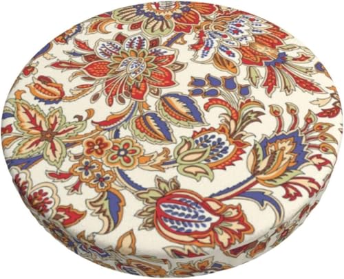 SXQCKJ Boho Samt Sitzkissenbezug für Runde Barhocker, Sitzkissenbezug mit Elastischem Rand und Aquarellblumenmotiv, Waschbarer, Weicher Hockerbezug(Retro 3,13 inch) von SXQCKJ