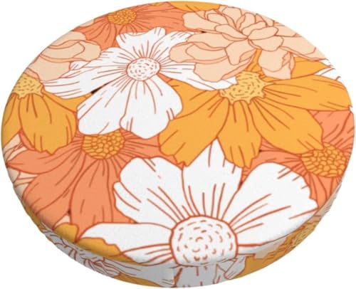 SXQCKJ Boho Samt Sitzkissenbezug für Runde Barhocker, Sitzkissenbezug mit Elastischem Rand und Aquarellblumenmotiv, Waschbarer, Weicher Hockerbezug(Retro 5,12 inch) von SXQCKJ