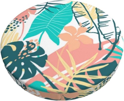SXQCKJ Boho Samt Sitzkissenbezug für Runde Barhocker, Sitzkissenbezug mit Elastischem Rand und Aquarellblumenmotiv, Waschbarer, Weicher Hockerbezug(Retro 7,14 inch) von SXQCKJ