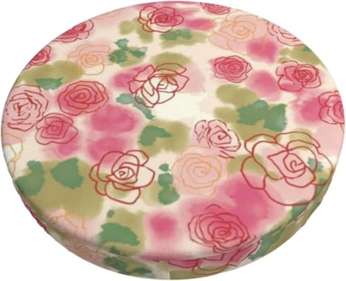 SXQCKJ Boho Samt Sitzkissenbezug für Runde Barhocker, Sitzkissenbezug mit Elastischem Rand und Aquarellblumenmotiv, Waschbarer, Weicher Hockerbezug(Small Clear,13 inch) von SXQCKJ