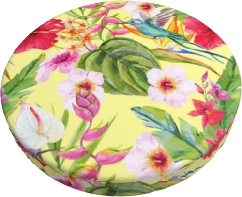 SXQCKJ Boho Samt Sitzkissenbezug für Runde Barhocker, Sitzkissenbezug mit Elastischem Rand und Aquarellblumenmotiv, Waschbarer, Weicher Hockerbezug(Spring,13 inch) von SXQCKJ