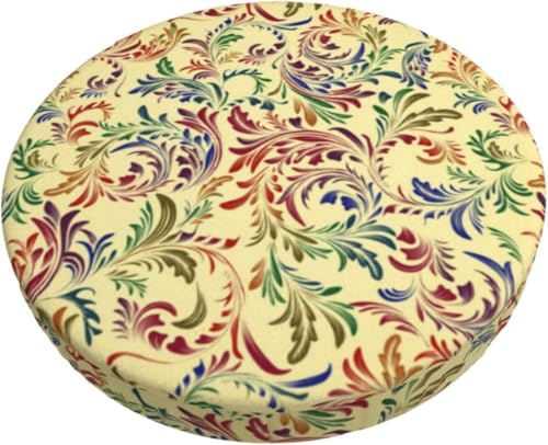 SXQCKJ Boho Sitzkissenbezug für Runde Barhocker, Elastischer Rand, Waschbarer, Weicher Sitzkissenbezug, Universelle Passform, Schützt Das Stuhlkissen(Abstract Pattern,13 inch) von SXQCKJ