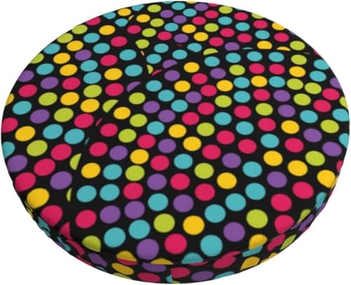 SXQCKJ Boho Sitzkissenbezug für Runde Barhocker, Elastischer Rand, Waschbarer, Weicher Sitzkissenbezug, Universelle Passform, Schützt Das Stuhlkissen(Color Dots Patterns,12 inch) von SXQCKJ