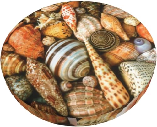 SXQCKJ Boho Sitzkissenbezug für Runde Barhocker, Elastischer Rand, Waschbarer, Weicher Sitzkissenbezug, Universelle Passform, Schützt Das Stuhlkissen(Conch Shell,13 inch) von SXQCKJ