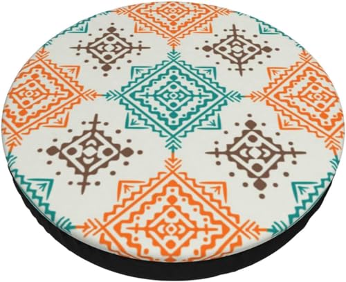SXQCKJ Runder Barhocker Kissenbezug Aus Samt, Waschbarer Hockerbezug mit Elastischem Rand, Sitzkissenbezug mit Vintage Print, Möbelschutz(Geometric Pattern,13 inch) von SXQCKJ