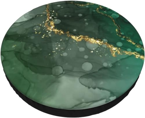 SXQCKJ Runder Barhocker Kissenbezug Aus Samt, Waschbarer Hockerbezug mit Elastischem Rand, Sitzkissenbezug mit Vintage Print, Möbelschutz(Gold Green Marble1,14 inch) von SXQCKJ