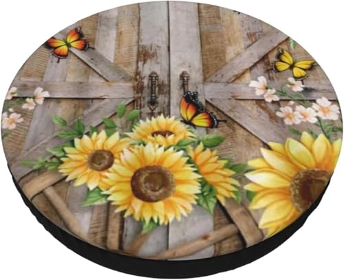 SXQCKJ Runder Barhocker Kissenbezug Aus Samt, Waschbarer Hockerbezug mit Elastischem Rand, Sitzkissenbezug mit Vintage Print, Möbelschutz(Gold Yellow Flower,12 inch) von SXQCKJ