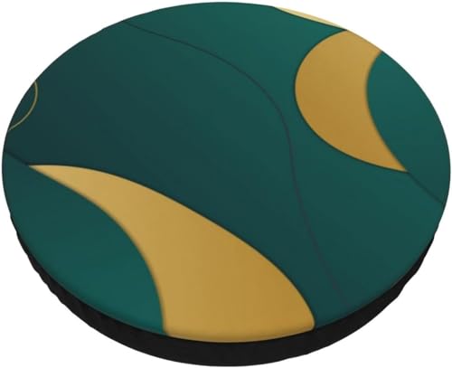 SXQCKJ Runder Barhocker Kissenbezug Aus Samt, Waschbarer Hockerbezug mit Elastischem Rand, Sitzkissenbezug mit Vintage Print, Möbelschutz(Green Gold Marble,12 inch) von SXQCKJ