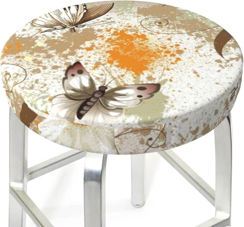SXQCKJ Runder Barhocker Kissenbezug mit Blumenmuster und Elastischem Rand, Waschbarer Samt Hockerbezug, Boho Barhocker Schutz(Art Daisy,13 inch) von SXQCKJ