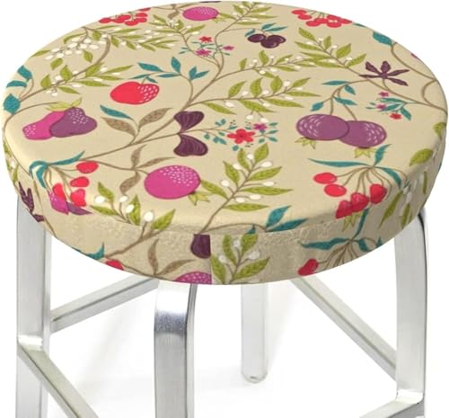 SXQCKJ Runder Barhocker Kissenbezug mit Blumenmuster und Elastischem Rand, Waschbarer Samt Hockerbezug, Boho Barhocker Schutz(Art Floral,12 inch) von SXQCKJ
