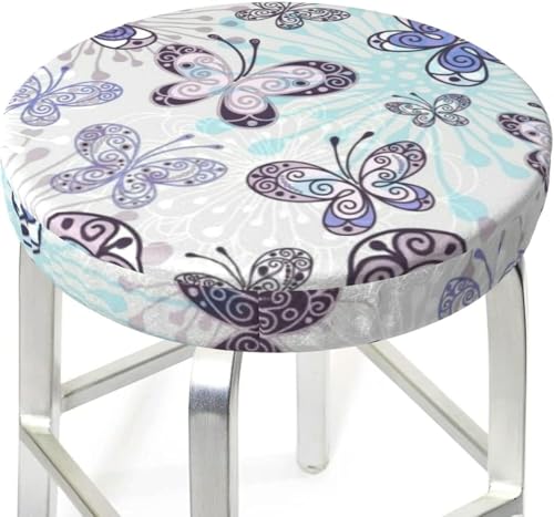 SXQCKJ Runder Barhocker Kissenbezug mit Blumenmuster und Elastischem Rand, Waschbarer Samt Hockerbezug, Boho Barhocker Schutz(Art Flower1,12 inch) von SXQCKJ