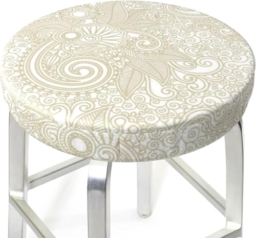 SXQCKJ Runder Barhocker Kissenbezug mit Blumenmuster und Elastischem Rand, Waschbarer Samt Hockerbezug, Boho Barhocker Schutz(Bohemian Floral,14 inch) von SXQCKJ