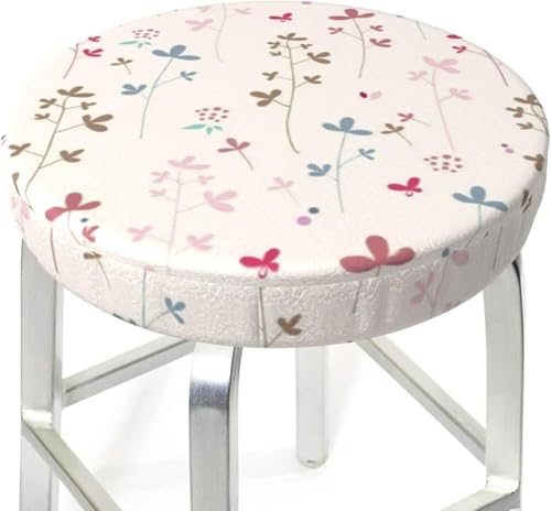 SXQCKJ Runder Barhocker Kissenbezug mit Blumenmuster und Elastischem Rand, Waschbarer Samt Hockerbezug, Boho Barhocker Schutz(Flower Butterfly,12 inch) von SXQCKJ