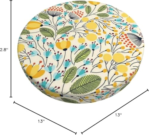 SXQCKJ Runder Barhocker Kissenbezug mit Blumenmuster und Elastischem Rand, Waschbarer Samt Hockerbezug, Boho Barhocker Schutz(Yellow Flower,12 inch) von SXQCKJ