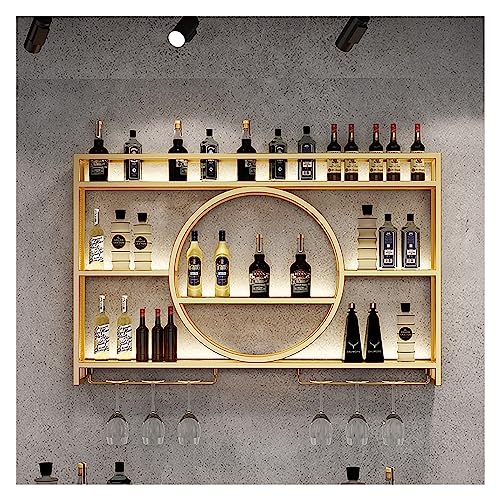 An der Wand montiertes Weinregal, industrielle Weinregale, freistehend, Vintage-Weinlagerregal, Metallflaschenhalter zum Aufhängen, multifunktionales Weinlagerregal, Flaschenregal-Organizer, für Bar von SXQYRD