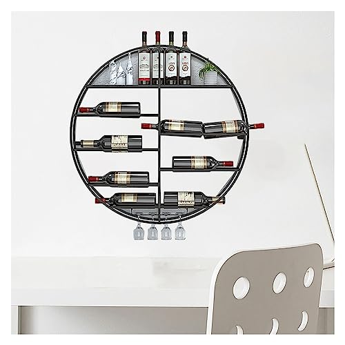 SXQYRD An der Wand montiertes rundes Weinregal, Weinglas-Becherhalter, mit hängenden Kelchglas-Stielglasregalen, Metall-Eisen-Lagerregal, Keller-Küchentheke, schwebende Lagerregale, für die Barküche von SXQYRD
