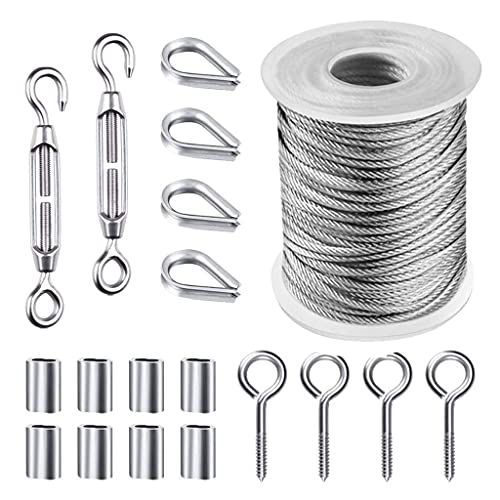 15 m Gartendraht/Bild/Rankgitter-Set, PVC-beschichtet, robustes Edelstahl-Kabelseil, Zugschraube, Öse, 19-teiliges Edelstahlkabel 15 m Gartendraht/Bild/Rankgitter-Set, PVC-beschichtet, robustes Edelstahl-Kabelseil, Zugschraube, Öse, 19-teiliges Edelstahlkabel von SXRQ