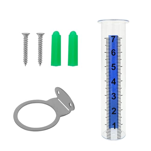 17,8 cm Kapazität Regenmesser Ersatzrohr Glas mit Edelstahl-Rack-Halter, dekoratives Regenmessgerät für Hofbeständig von SXRQ