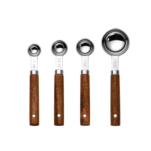 4 Stück Professionelle Messlöffel mit Holzgriff Küchenwerkzeug Kochen Messbecher Pulerlöffel Edelstahl Löffel 4 Stück Professionelle Messlöffel mit Holzgriff Küchenwerkzeug Kochen Messbecher Pulerlöffel Edelstahl Löffel von SXRQ
