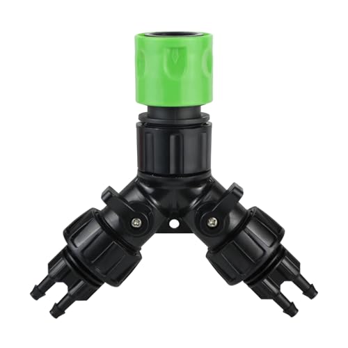 Double Flows Gartenschlauch-Y-Verteiler-Anschluss mit 2 Ein-Aus-Ventilen, Schnellanschluss 1,9 cm für Außenbewässerung, auslaufsichere Schlauchadapter mit einzelnen Ventilen von SXRQ