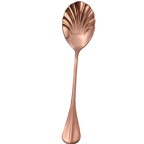 Eleganter Edelstahllöffel in Muschelform mit verlängertem Griff für Desserts, Eis, Geschirr, Rührlöffel, modischer langer Griff von SXRQ