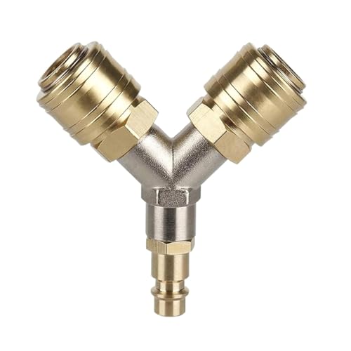 Industriequalität 2-Wege Druckluftverteiler mit Kupplungen 1/4 Zoll Schlauch Schnellkupplung Verteiler Druckenthärter Industriequalität 2-Wege Druckluftverteiler mit Kupplungen 1/4 Zoll Schlauch Schnellkupplung Verteiler Druckenthärter von SXRQ