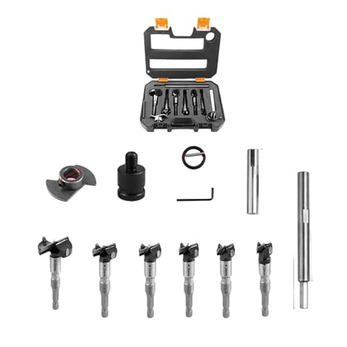 MultiSize Holzbearbeitungsbohrer für reibungsloses Bohren in Hartholz inklusive Aufbewahrungskoffer Adapter Zubehör Profi Holzbohrer Set von SXRQ