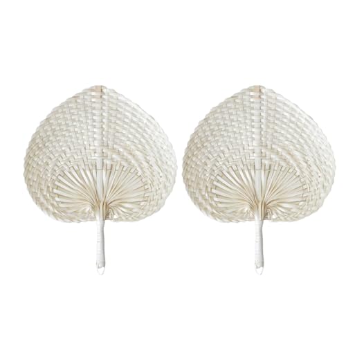 SXRQ 2 elegante Rattan-Hochzeitsfächer, Handheld-Zubehör für Zeremonien, wiederverwendbar, Outdoor-Event-Dekoration, Hochzeits-Handfächer von SXRQ
