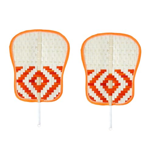 SXRQ 2 elegante Rattan-Hochzeitsfächer, Handheld-Zubehör für Zeremonien, wiederverwendbar, Outdoor-Event-Dekoration, Hochzeits-Handfächer von SXRQ