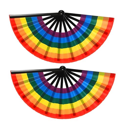SXRQ Faltbarer Fächer, Regenbogen-Hand-Fächer, bunte LGBTS-Handfächer, Regenbogen-Thema, Party-Dekorationen SXRQ Faltbarer Fächer, Regenbogen-Hand-Fächer, bunte LGBTS-Handfächer, Regenbogen-Thema, Party-Dekorationen von SXRQ