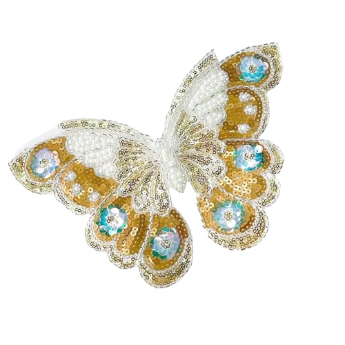 Schimmernde Pailletten, Stickerei, Schmetterling-Design, zum Basteln und als Kleidungsdekoration, modisches Accessoire, glitzernder Schmetterling, Bügelbild Schimmernde Pailletten, Stickerei, Schmetterling-Design, zum Basteln und als Kleidungsdekoration, modisches Accessoire, glitzernder Schmetterling, Bügelbild von SXRQ