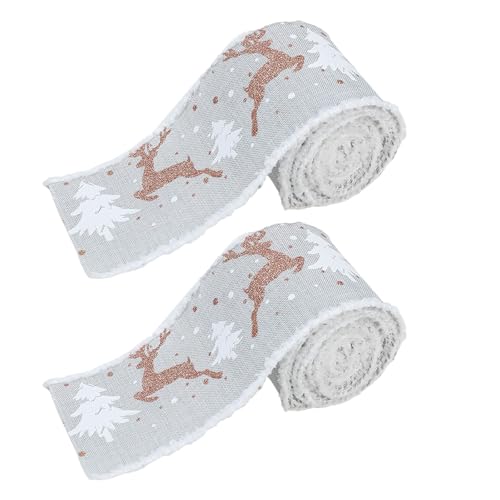 Schleifenband mit schimmerndem Rentier-Muster, Geschenkpapier, saisonale und festliche Bastelprojekte, Festival-Saison von SXRQ