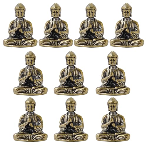 Set mit 10 sitzenden Buddhas-Statuen, aufwendige Messing-Buddhismen, Sakyamuni-Skulptur für Gebet und Shakyamuni-Buddha-Statue, kleine Ornamente Set mit 10 sitzenden Buddhas-Statuen, aufwendige Messing-Buddhismen, Sakyamuni-Skulptur für Gebet und Shakyamuni-Buddha-Statue, kleine Ornamente von SXRQ