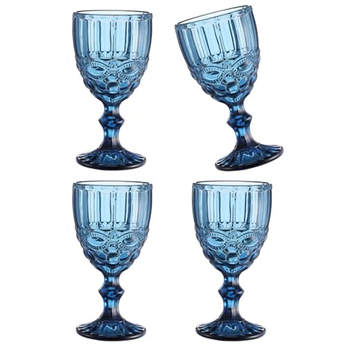 Set mit 4 eleganten, geprägten Champagnerkelchen, Hochzeitsgläser, Weingläser, Tassen, Getränke, Trinkwaren für Feiern, Weingläser von SXRQ