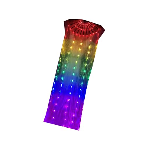 Silk LED Bauchtanz Regenbogen langer faltbarer Handfächer Schleier für Musikfestivals und Motto-Partys einfach zu falten und zu entfalten Bühnenauftritte Fan Silk LED Bauchtanz Regenbogen langer faltbarer Handfächer Schleier für Musikfestivals und Motto-Partys einfach zu falten und zu entfalten Bühnenauftritte Fan von SXRQ