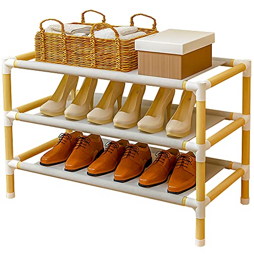 SXRZY Schuhregal aus Holz, klein, für den Außenbereich, Schuhregal, stapelbar, Schuhregal, Organizer, schnelle Montage, kein Werkzeug, für Flur, Schrank, Wohnheim, Schlafzimmer, Wohnzimmer (3-stöckig) von SXRZY