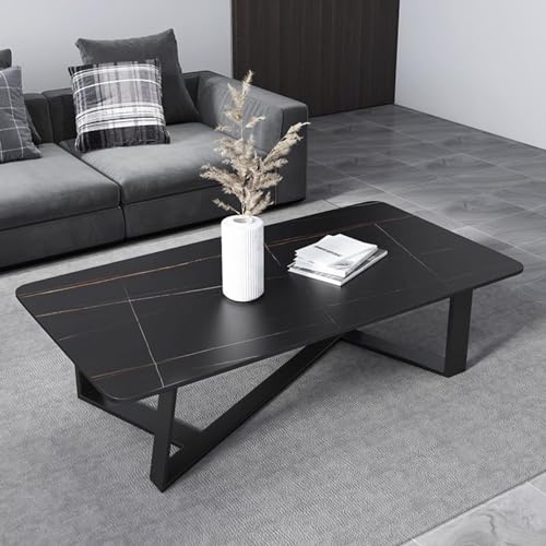 Rechteckiger Couchtisch, moderner Holztisch mit Kunstmarmor-Aufdruck für Wohnzimmer, Schlafzimmer mit stabilem Metallrahmen (Farbe: Schwarz, Größe: 100 x 60 x 45 (39 x 24 x 18 Zoll Rechteckiger Couchtisch, moderner Holztisch mit Kunstmarmor-Aufdruck für Wohnzimmer, Schlafzimmer mit stabilem Metallrahmen (Farbe: Schwarz, Größe: 100 x 60 x 45 (39 x 24 x 18 Zoll von SXSCARKX