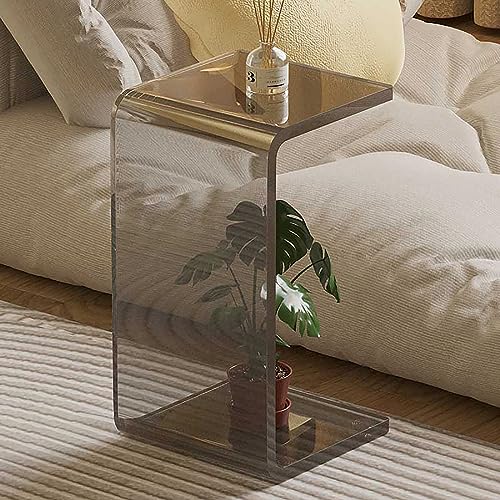SXSCARKX Couchtisch, transparenter Acryltisch, U-förmig, moderner Mehrzweck-Beistelltisch für Wohnzimmer, kleine Räume, Badezimmer, Schlafzimmer und Büro (Farbe: Grau, Größe: 30 x 30 x 60 c von SXSCARKX