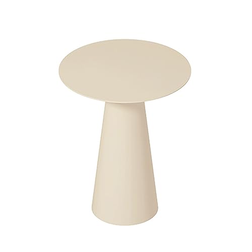 SXSCARKX Kleiner, runder Couch-Beistelltisch aus Metall, moderner Akzent für Raum, Wohnzimmer (Farbe: Beige) von SXSCARKX