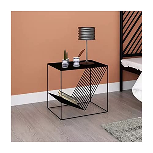 Moderner Beistellschrank, Nachttisch montiert, Metall-Beistellschrank, Schmiedeeiserner Nachttisch, Beistelltisch, offenes Aufbewahrungsregal, 40 x 40 x 45 cm (Farbe: Schwarz) von SXSGSM