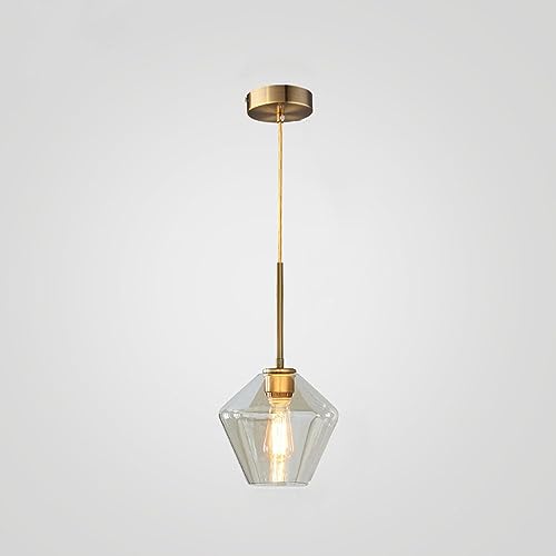 SXSLTSA Glas-Pendelleuchten für Kücheninsel, Mini-Hängeleuchte mit Schirm, Bauernhaus-Gold-Metall-Deckeninsel, Esszimmer von SXSLTSA