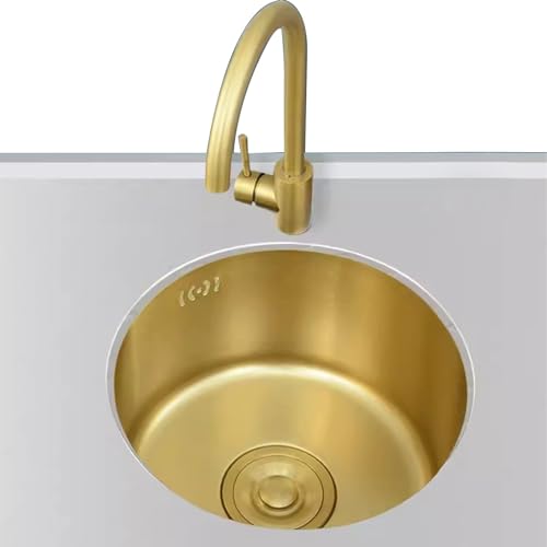 SXSLTSA Goldener runder Wasserhahn aus Edelstahl, für Küchenbars unter der Theke, komplettes Zubehör (40 x 40 x 19 cm) von SXSLTSA
