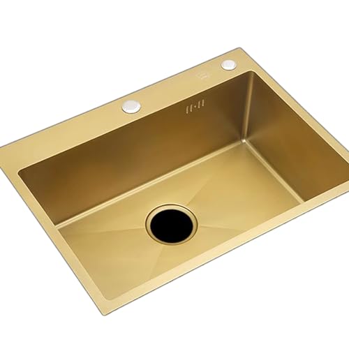 SXSLTSA Goldfarbene Küchenschüssel aus Edelstahl für Bars und Restaurants, verdickte Platte (75 x 45 cm) von SXSLTSA